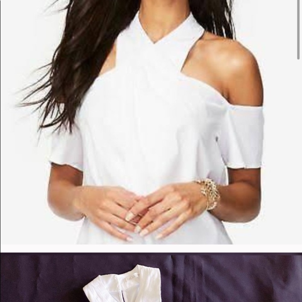 NWOT Rachel Roy Cold-Shoulder Keyhole Top White